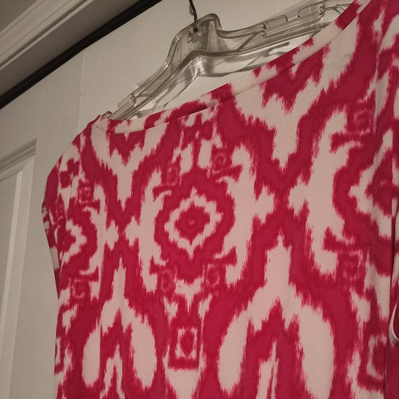 Chaus Pink & White Graphic Print Side-Knot Midi Dress - Picture 4 of 4